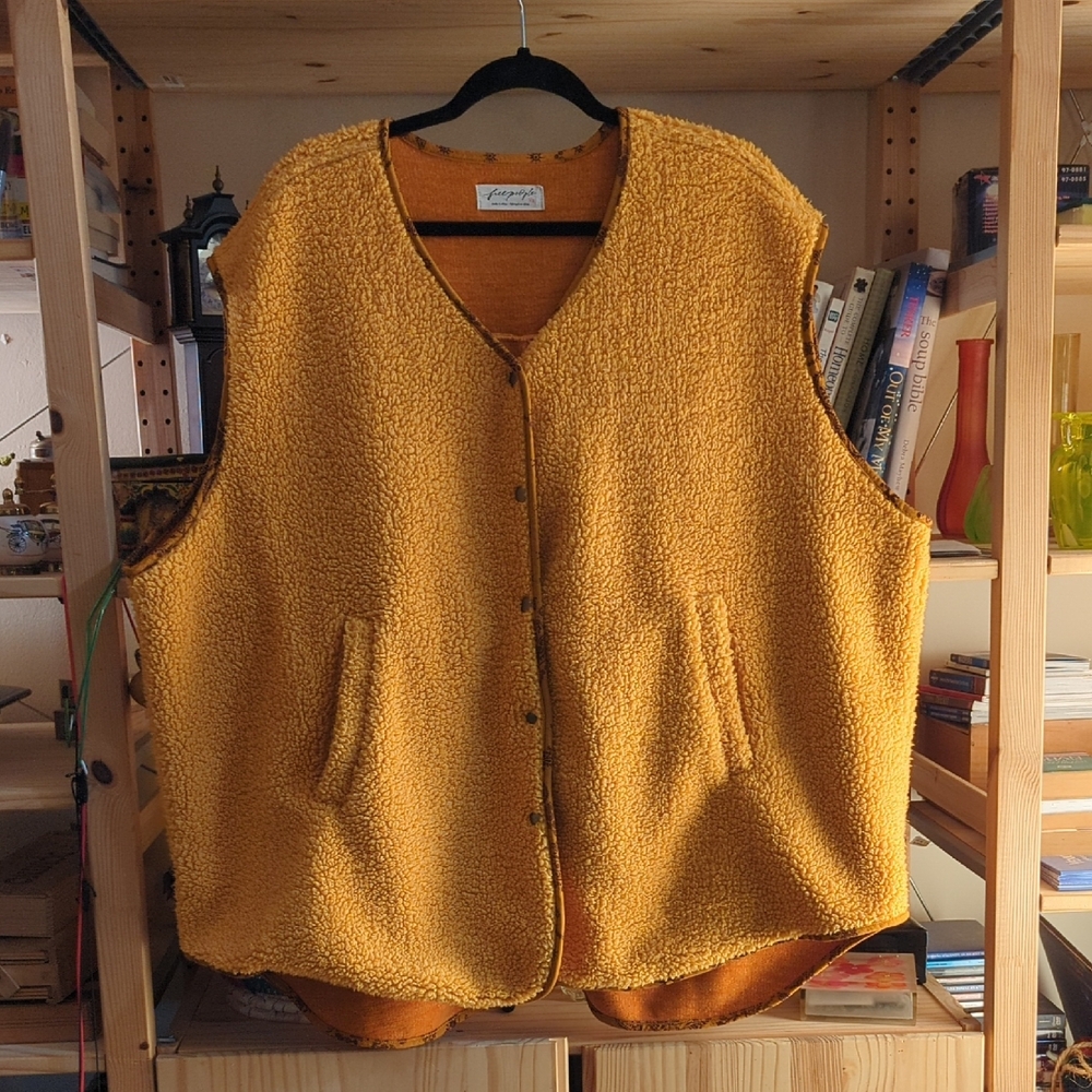 Free People Vibrant Orange Fleece Vest